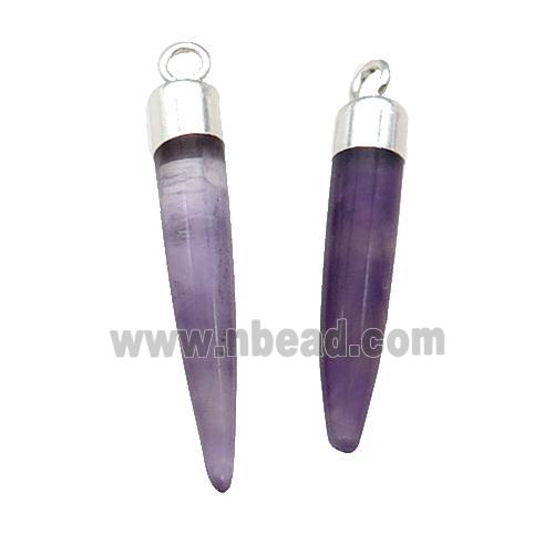 Purple Amethyst Bullet Pendant Silver Plated