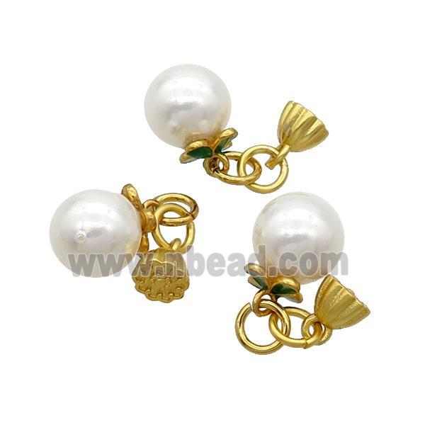 White Pearlized Plastic Pendant Gold Plated