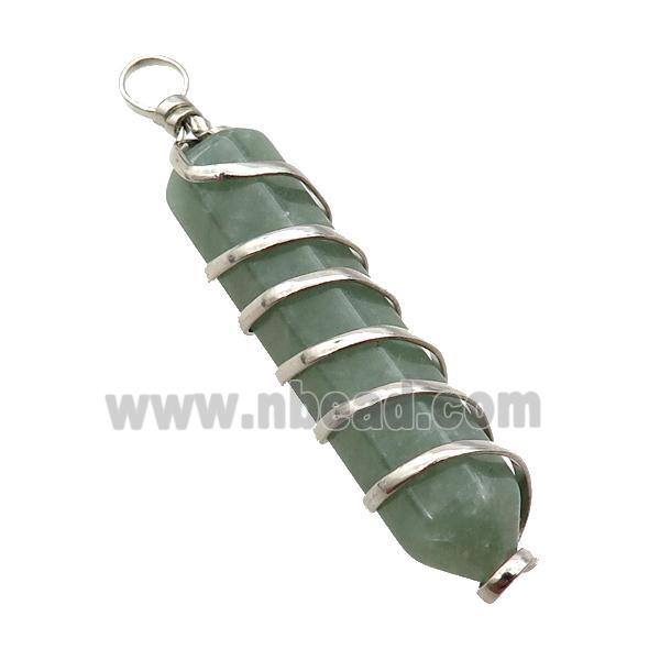 Green Aventurine Bullet Pendant Wire Wrapped