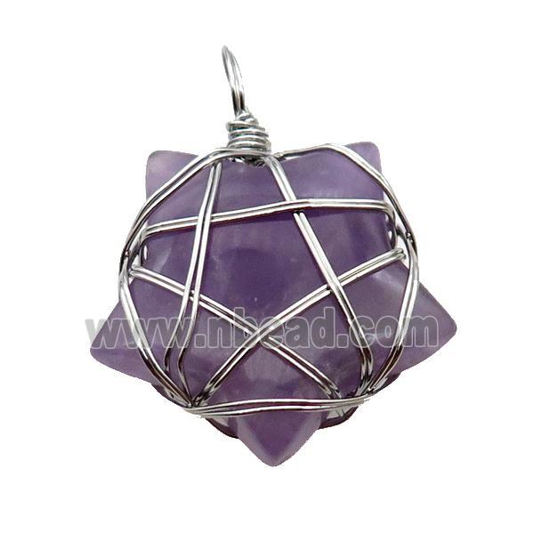 Purple Amethyst Star Pendant Wire Wrapped