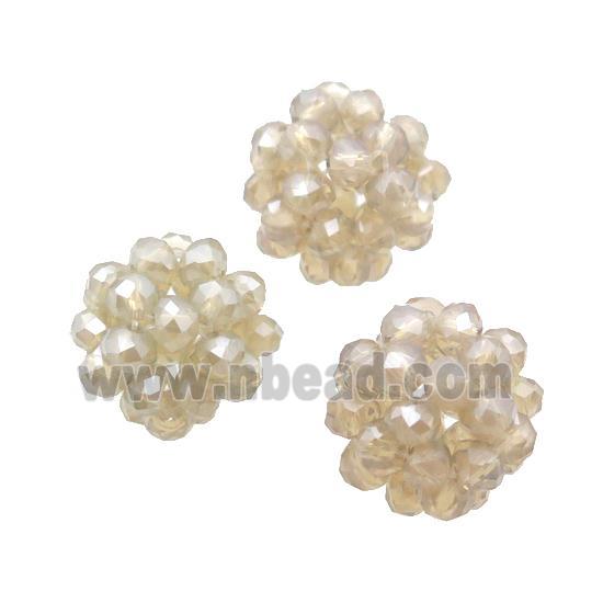 Champagne Crystal Glass Ball Cluster Beads