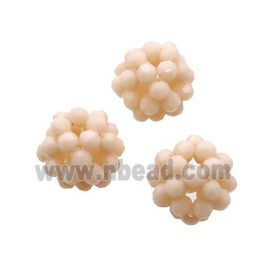 Peach Crystal Glass Ball Cluster Beads