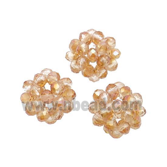 Gold Champagne Crystal Glass Ball Cluster Beads