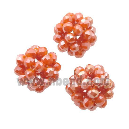 Orange Crystal Glass Ball Cluster Beads
