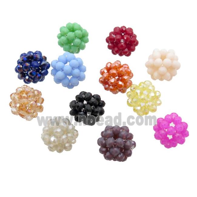 Crystal Glass Ball Cluster Beads Round Mixed Color