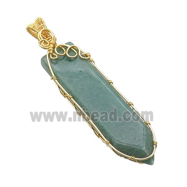 Green Aventurine Bullet Pendant Wire Wrapped