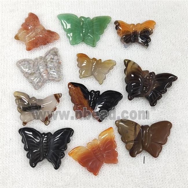 Mix Gemstone Butterfly Beads Carved