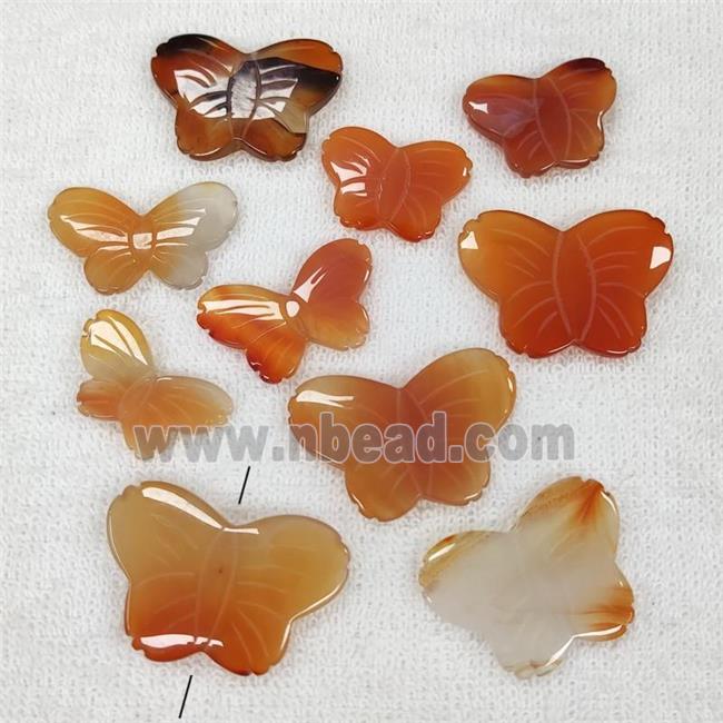 Red Carnelian Agate Butterfly Beads Carved