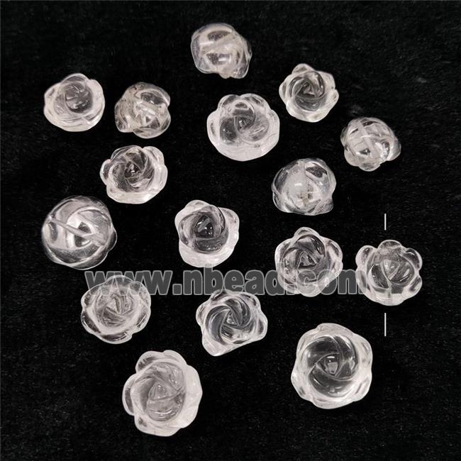 Clear Quartz Flower Beads Carved