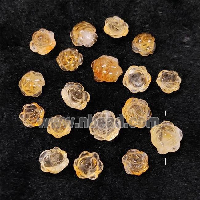 Yellow Citrine Flower Beads Carved