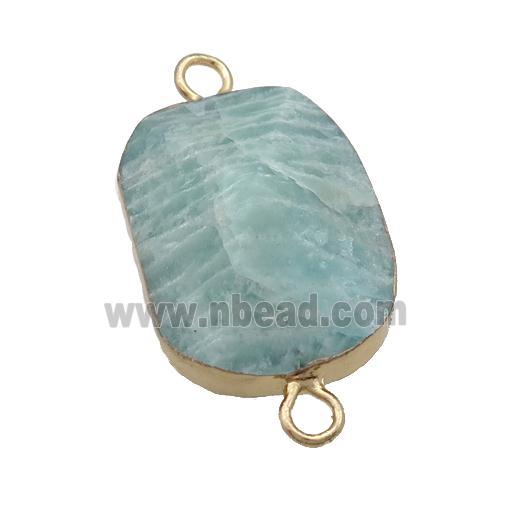 Green Amazonite Oval Connector Point Gold Plated