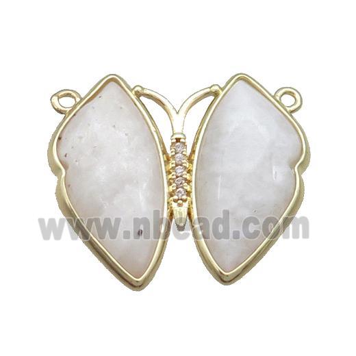 White Moonstone Butterfly Pendant With 2loops Copper Gold Plated