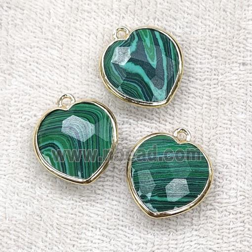 Green Synthetic Malachite Heart Pendant Gold Plated