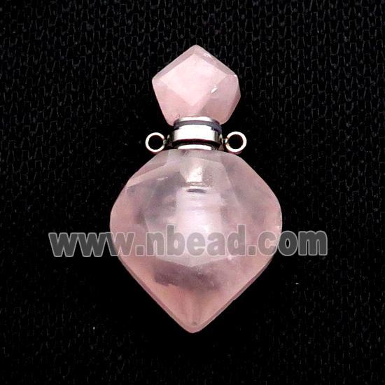 Natural Pink Rose Quartz Perfume Bottle Pendant