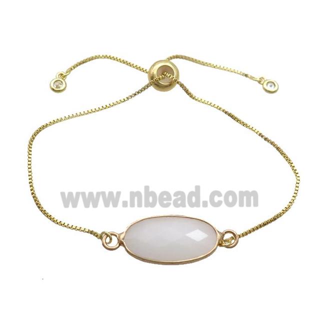 Copper Bracelet With White Moonstone Adjustable Gold Plated