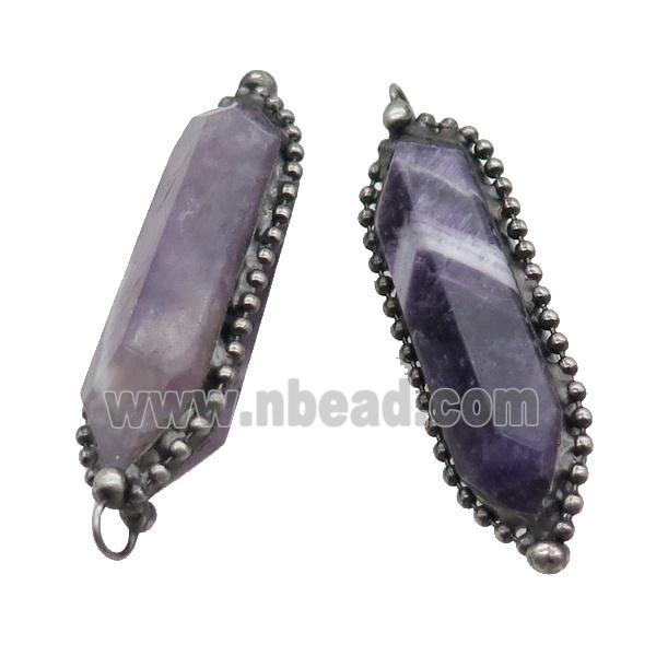 Dogtooth Amethyst Bullet Pendant Antique Silver