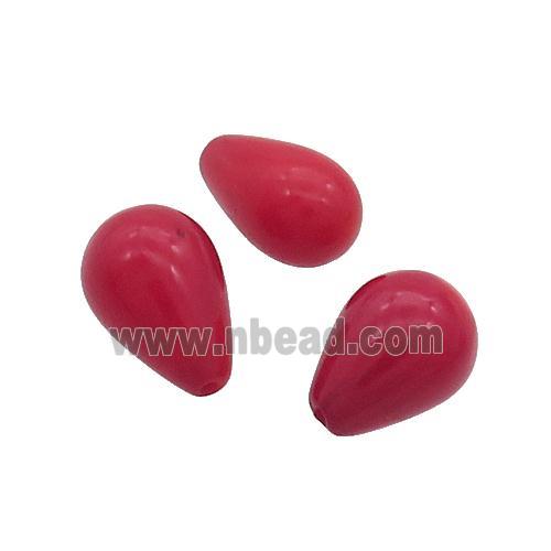 Red Coral Beads Teardrop Half Drilled
