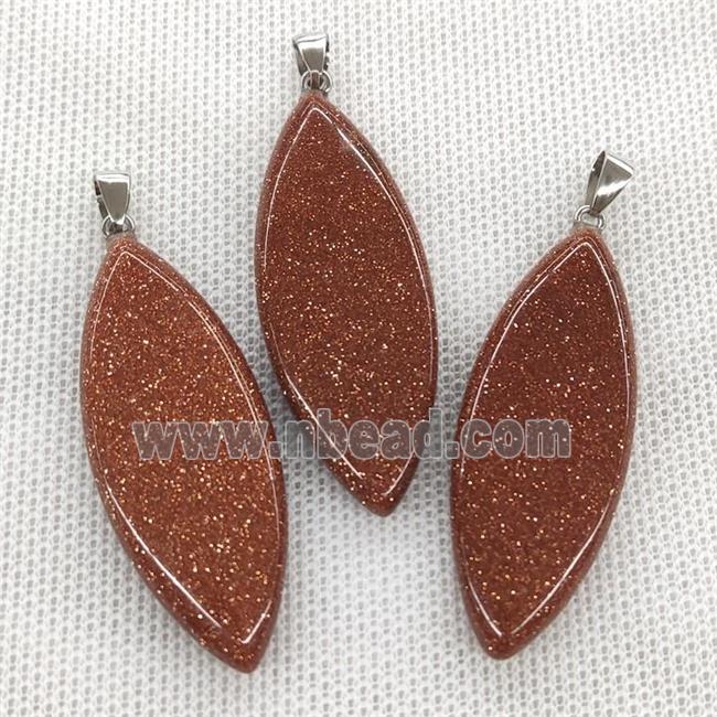 Natural Gold Sandstone Leaf Pendant