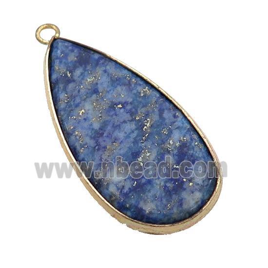 Blue Lapis Lazuli Teardrop Pendant Gold Plated