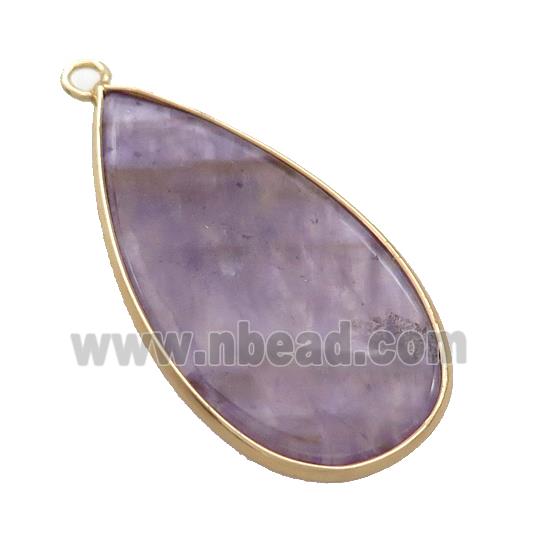 Purple Amethyst Teardrop Pendant Gold Plated