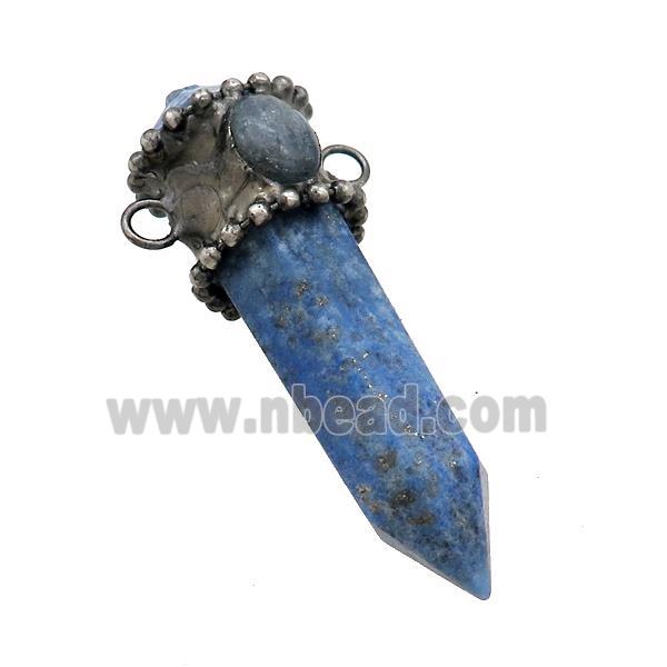 Natural Blue Lapis Lazuli Bullet Pendant Kyanite 2loops