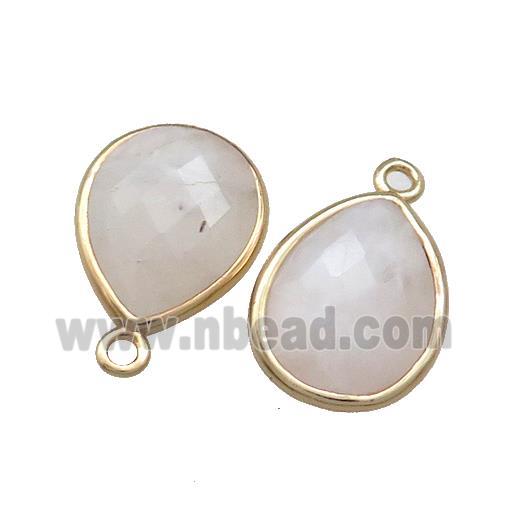 Natural White Moonstone Teardrop Pendant Gold Plated