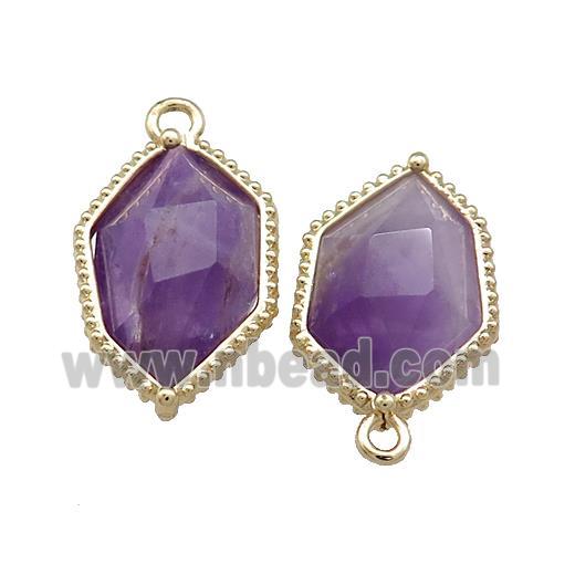 Purple Amethyst Prism Pendant Gold Plated