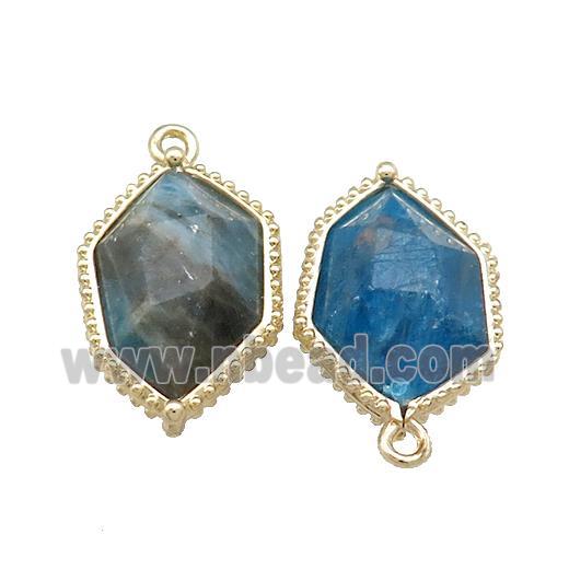 Natural Blue Apatite Prism Pendant Gold Plated