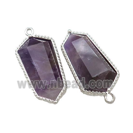 Purple Amethyst Prism Pendant Platinum Plated