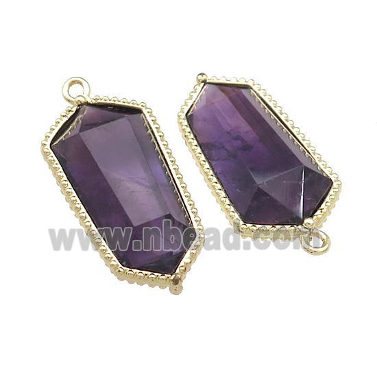 Natural Amethyst Prism Pendant Gold Plated