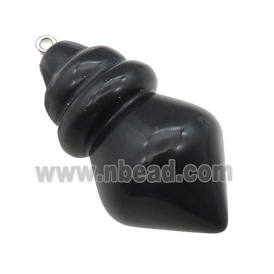 Natural Black Obsidian Pendulum Pendant