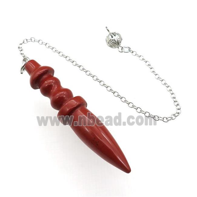 Red Jasper Pendulum Pendant With Alloy Chain Platinum Plated