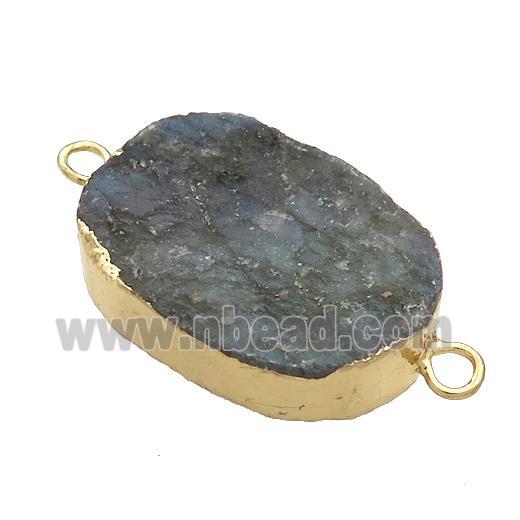 Apatite Oval Connector Rough Gold Plated