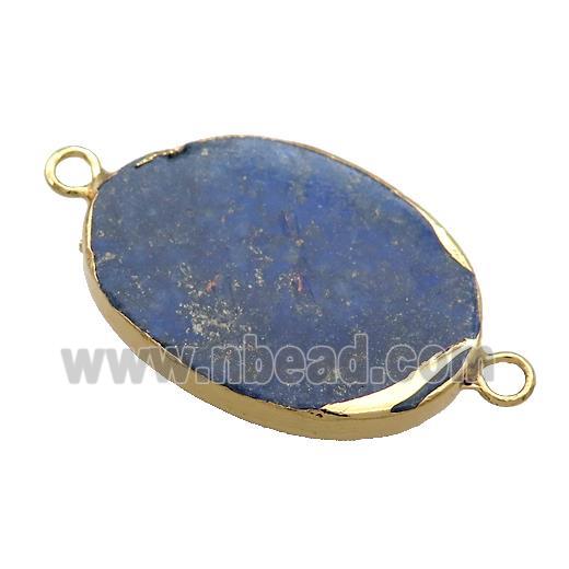 Blue Lapis Lazuli Oval Connector Flat Gold Plated