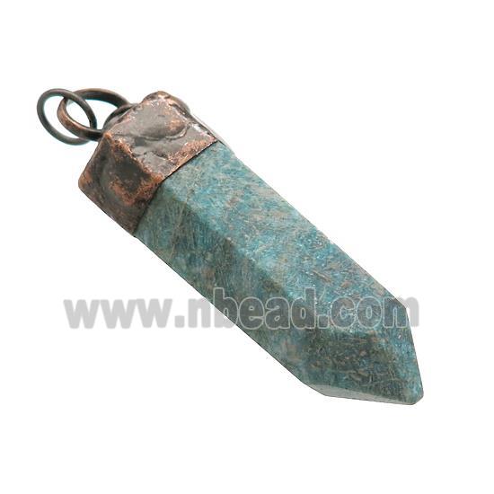 Natural Green Amazonite Bullet Pendant Antique Red