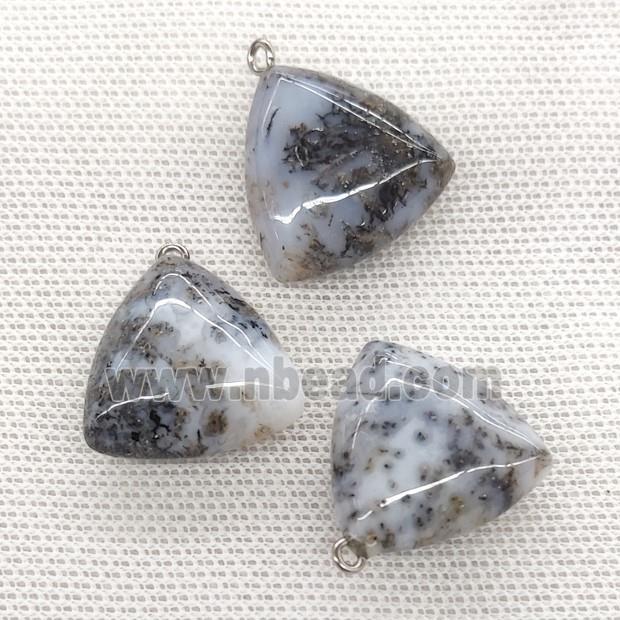 Natural Moss Opal Triangle Pendant White Gray