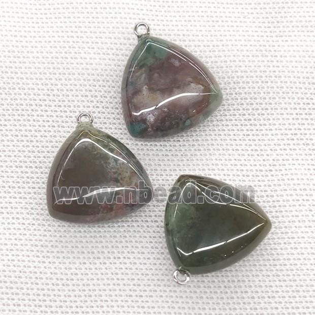 Natural Indian Agate Triangle Pendant Green