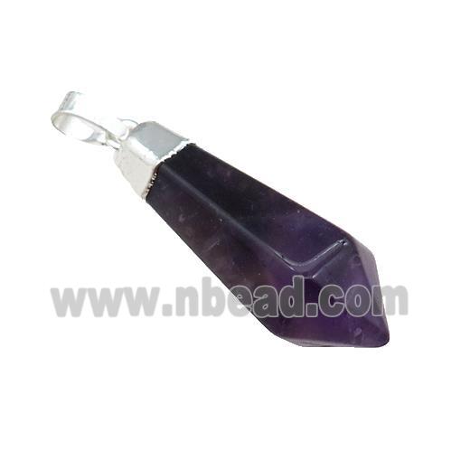 Purple Amethyst Pendulum Pendant Silver Plated