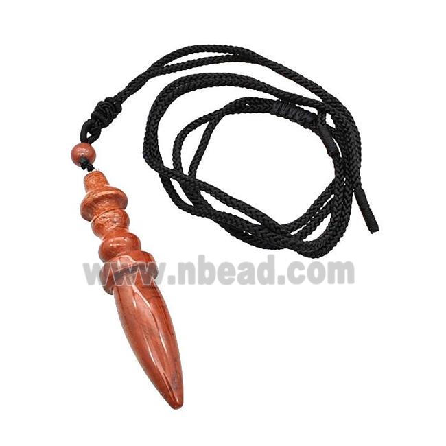 Red Jasper Pendulum Necklace Black Nylon Rope