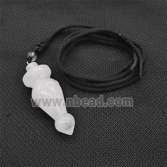 Clear Quartz Pendulum Necklace Black Nylon Rope
