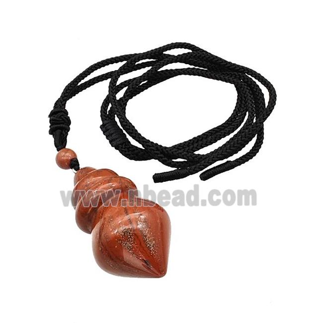 Red Jasper Dowsing Pendulum Necklace Black Nylon Rope