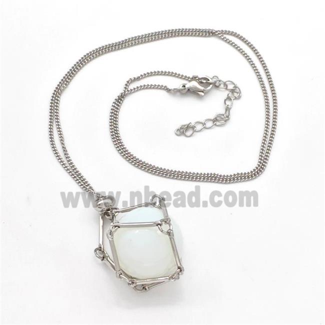 gemstone necklace, platinum plated