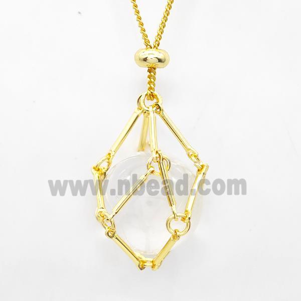 Natural Clear Quartz Necklace Gold Plated