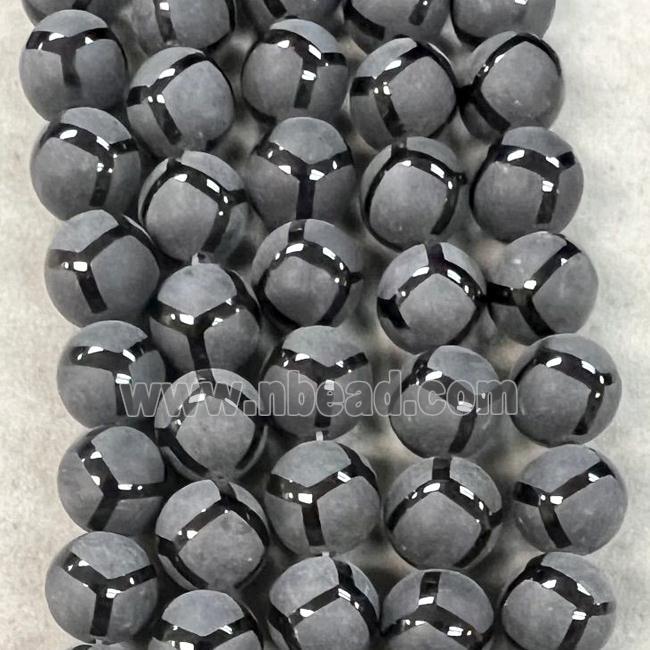 matte black onyx agate Beads, round