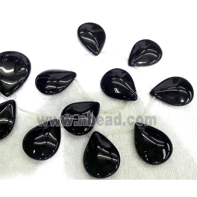natural black Onyx Agate Beads, teardrop, top-drilled