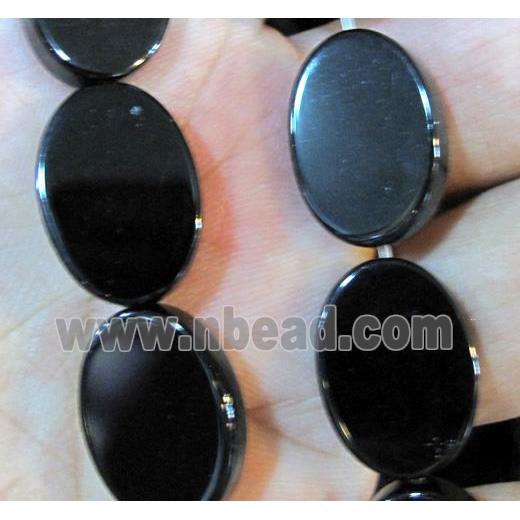 natural onyx beads, flat oval, A-grade
