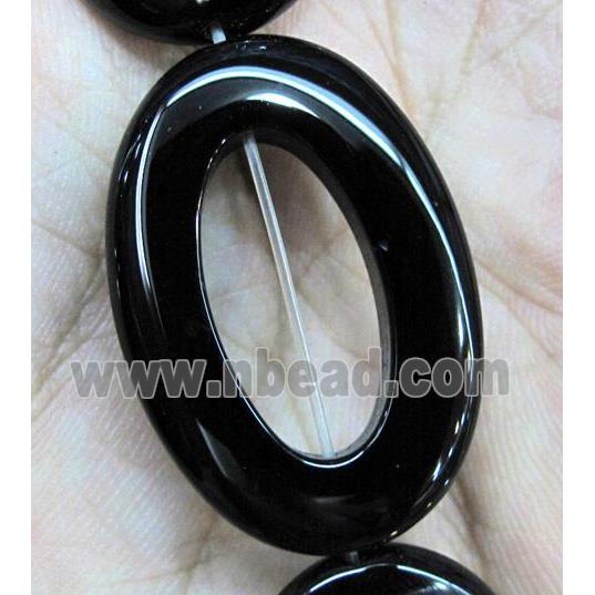 natural onyx bead, A-grade, obal-ring, black