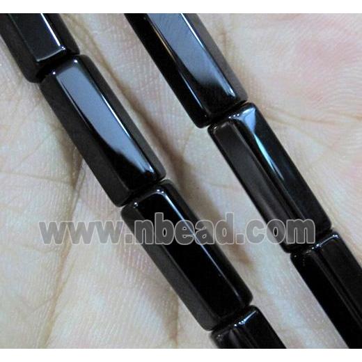 black natural onyx bead, A-grade, faceted tube