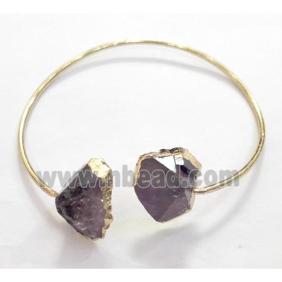 amethyst bangle, copper, gold plated