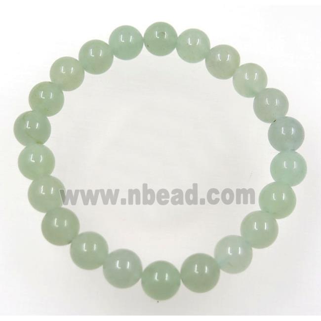 Green Aventurine bead bracelet, round, stretchy